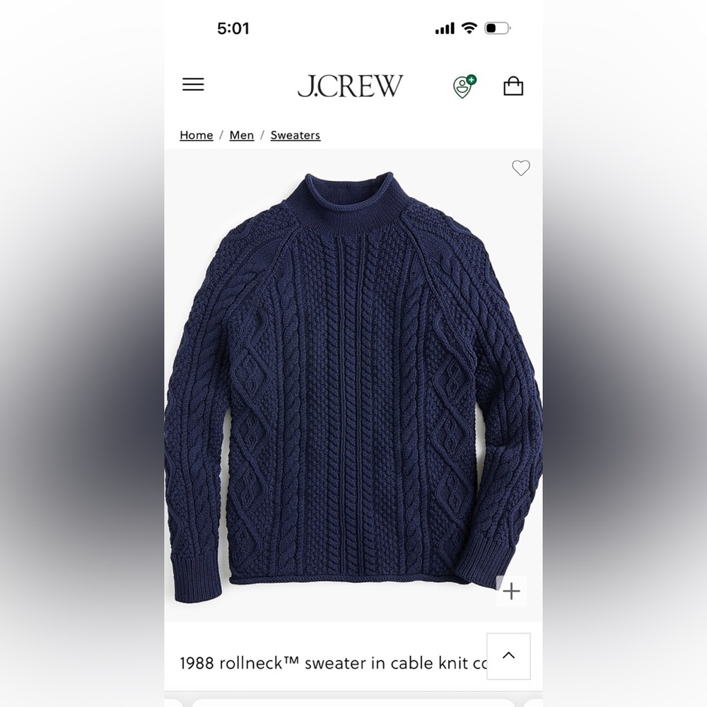 J. Crew 1988 rollneck™ sweater in cable knit cotton